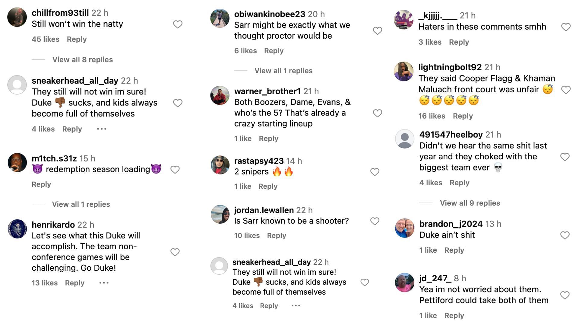 Hoops fans divided over Duke duo following the departure of Cooper Flagg - Image source: Instagram/recruitsnews